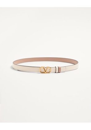 Valentino Garavani Reversible Vlogo Signature Belt In Glossy Calfskin 20 Mm Woman LIGHT IVORY/ROSE CANNELLE 065