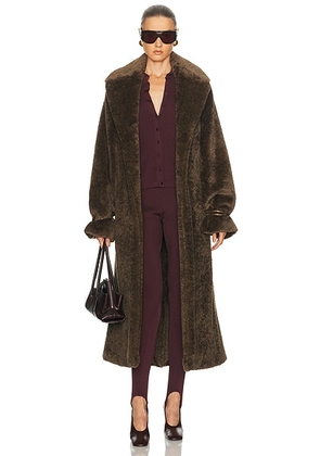 DARKPARK Madison Faux Fur Trench Coat in Military Green - Army. Size S (also in ).