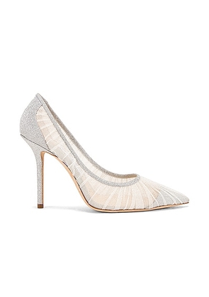 Jimmy Choo Love 100 Fine Glitter Heel in Ivory & Silver - Metalli,White. Size 40.5 (also in ).
