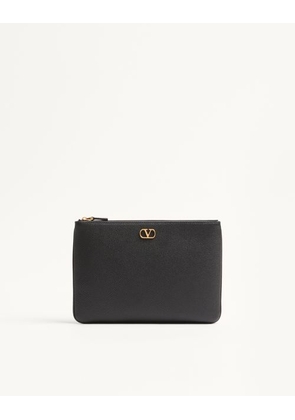 Valentino Garavani Vlogo Signature Grainy Calfskin Clutch Bag Woman BLACK UNI