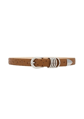DEHANCHE Hollyhock Ostrich Belt in Camel - Brown. Size M (also in S, XS).