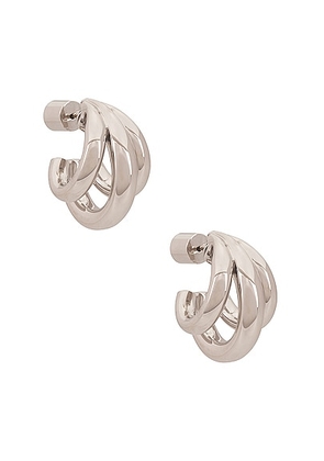Jennifer Fisher Triple Lilly Micro Huggie Earrings in Silver - Metallic Silver. Size all.