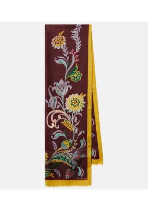 Etro Printed wool cashmere and silk scarf