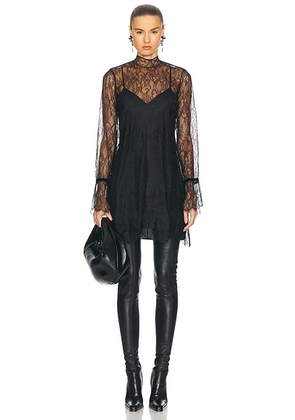 FRAME Lace Shift Dress in Black - Black. Size S (also in ).