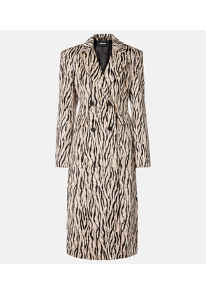 Rotate Zebra-print cotton-blend coat