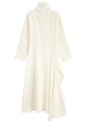 Alaïa Draped Asymmetric Silk-blend Midi Dress - Cream - 40 (UK12 / M)