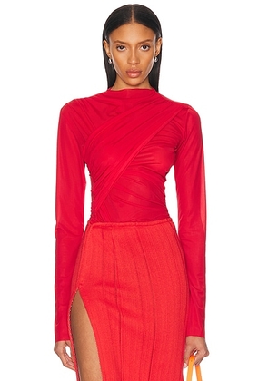 Jade Cropper Draped Top in Red - Red. Size 36 (also in 34).