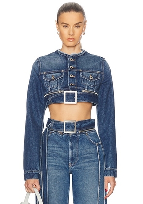 Jean Paul Gaultier Super Cropped Denim Jacket in Vintage Blue - Blue. Size S (also in ).