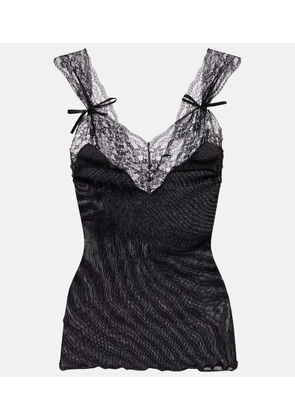 Saint Laurent Ribbed-knit silk-trimmed tank top