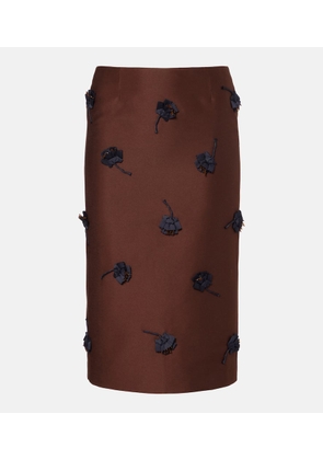 Shushu/Tong Floral-applique midi skirt