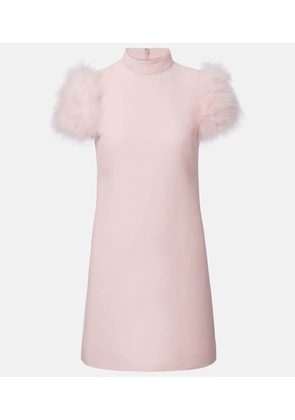 Valentino Feather-trimmed turtleneck Crepe Couture minidress