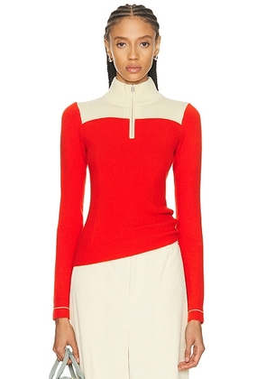 Guest In Residence Alpin Half Zip Top in Chili & Mist - Red. Size S (also in XS).