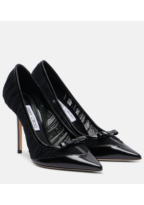Jimmy Choo Love 100 leather-trimmed mesh pumps