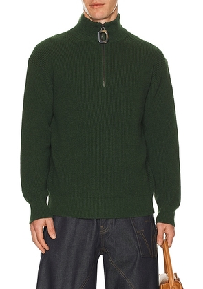 JW Anderson Half Zip Jumper in Pine - Dark Green. Size L (also in M, S, XL/1X).