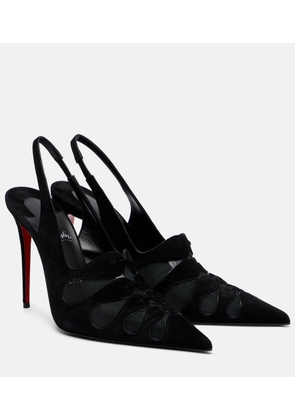 Christian Louboutin Circus Max suede and mesh slingback pumps