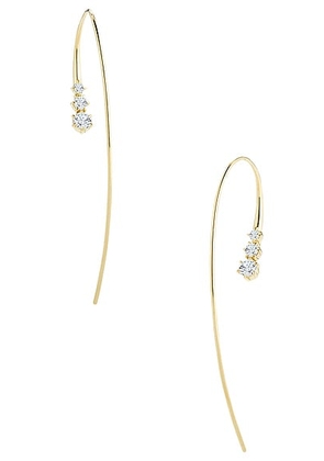 Jade Trau Three Stone Ara Hook Earrings in 18k Gold - Metallic Gold. Size all.