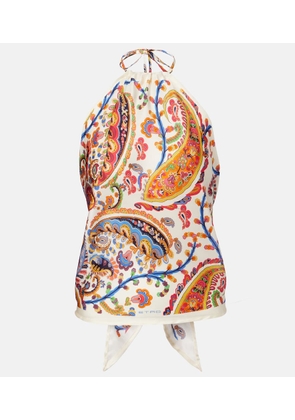 Etro Printed silk tank top