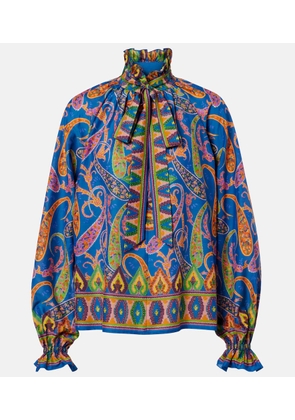 Etro Printed cotton and silk twill blouse