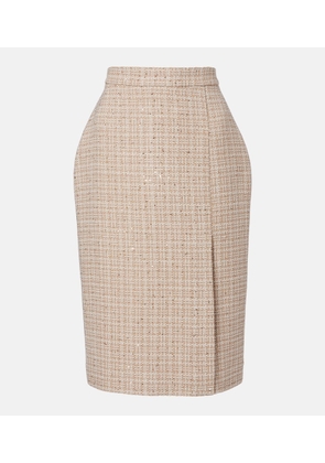 Elie Saab Checked sequined tweed midi skirt