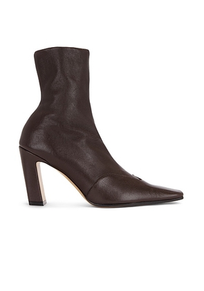 KHAITE Nevada Ankle Stretch 85 Boot in Dark Brown - Brown. Size 36 (also in ).