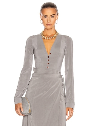 Lemaire Long Sleeve Bodysuit in Fume - Gray. Size 38 (also in ).