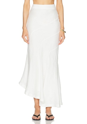 NICHOLAS Sapphira Bias Asymmetrical Seamed Maxi Skirt in Milk - White. Size 2 (also in ).
