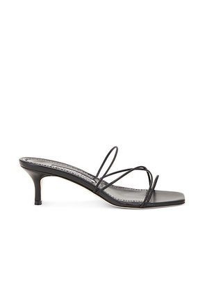Manolo Blahnik Ninfemu 50 Nappa Sandal in Black - Black. Size 35.5 (also in ).