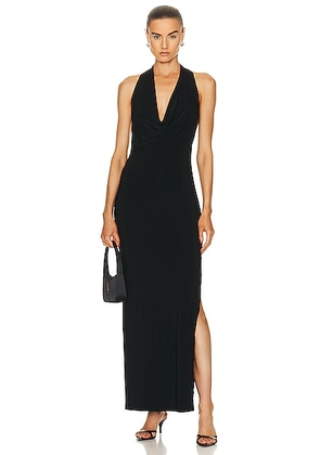 Norma Kamali Halter Neeta Side Slit Gown in Black - Black. Size S (also in ).