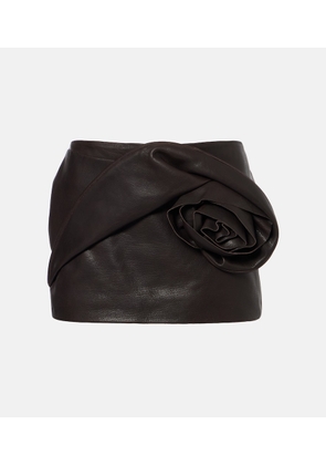 Magda Butrym Floral-applique leather miniskirt