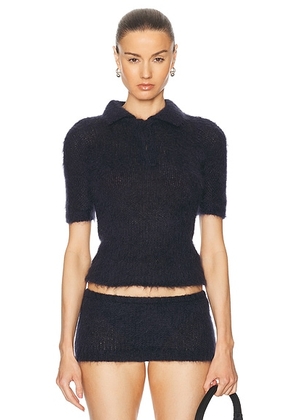 Marni Fuzzy Short Sleeve Sweater in Midnight - Navy. Size 40 (also in ).