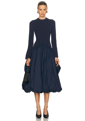 SIMKHAI Kenlie Long Sleeve Neck Midi Dress in Midnight - Blue. Size XS (also in ).
