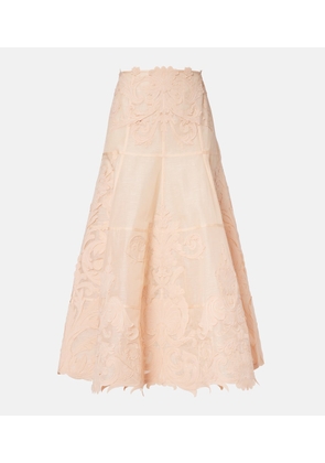 Zimmermann Rebellion Filigree embroidered midi skirt