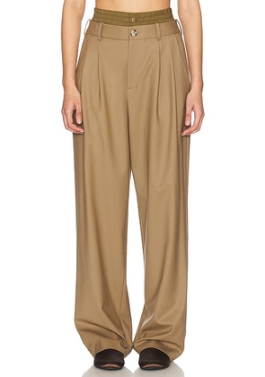 Monse Double Waistband Pant in Dark Khaki - Olive. Size 2 (also in ).