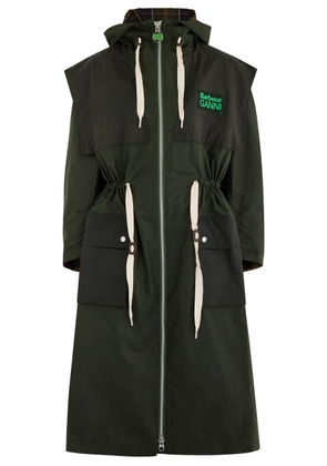 Barbour X Ganni X Ganni Hooded Panelled Waxed Cotton Parka - Green - 16 (UK16 /xl)