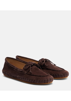 Le Monde Beryl Driver embroidered suede loafers