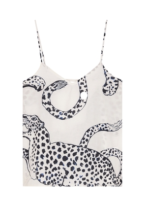 Desmond & Dempsey The Jag Printed Cotton Camisole top - White - XL