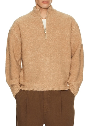 Le17Septembre Boucle Half Zip Pullover in Camel - Beige. Size 50 (also in ).