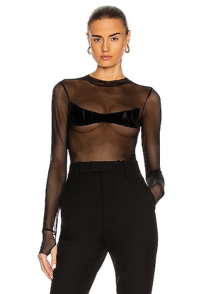 SAMI MIRO VINTAGE Mesh Bodysuit in Black - Black. Size XS (also in ).