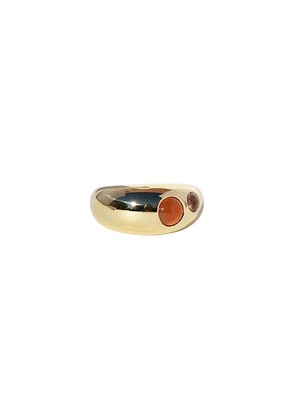 Leigh Miller Pebble Ring in Brass  Carnelian  & Sunstone - Metallic Gold. Size 7 (also in 8).