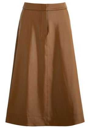 Veronica Beard Louise Faux Leather Midi Skirt - Caramel - 8 (UK12 / M)
