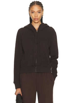 NILI LOTAN Callie Zip Up Hoodie in Espresso - Chocolate. Size L (also in M, S, XS).