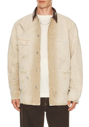 MISBHV Marfa Twill Work Jacket in Dusted White - Cream. Size M (also in XL/1X).