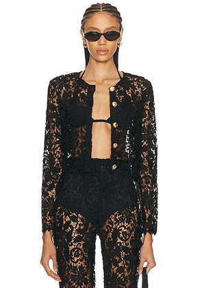 La Porte Coco Lace Cardigan in Black - Black. Size L (also in M, S, XS).