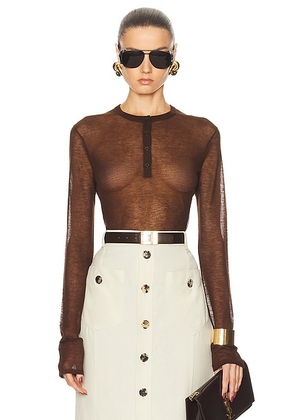 Saint Laurent Long Sleeve Top in Marron - Brown. Size S (also in ).