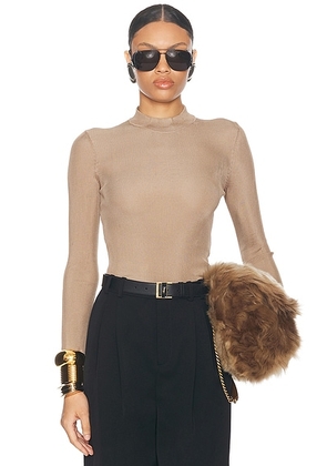Saint Laurent Long Sleeve Top in Sable - Taupe. Size L (also in ).