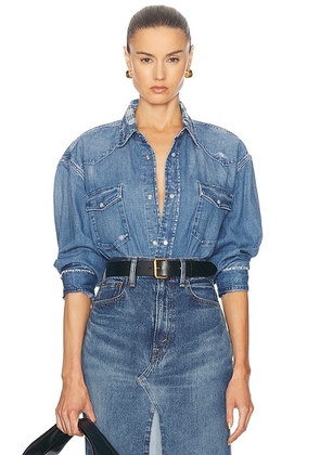 Polo Ralph Lauren Western Shirt in Onslow Wash - Denim-Medium. Size L (also in ).