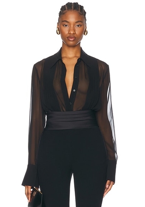 SANS FAFF Meghan Panelled Silk Blouse in Black - Black. Size L (also in ).