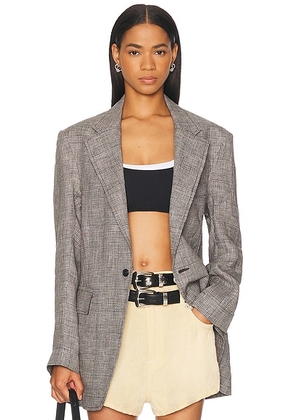 R13 Oversized Ragged Blazer in Black & White Glen Plaid - Grey. Size S (also in ).