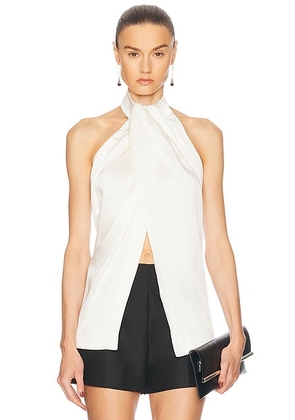 Stella McCartney Envers Satin Halterneck Top in Cream - Cream. Size 34 (also in ).