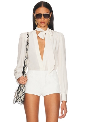 TOM FORD Lavalliere Long Sleeve Top in Gum - White. Size 38 (also in 40).